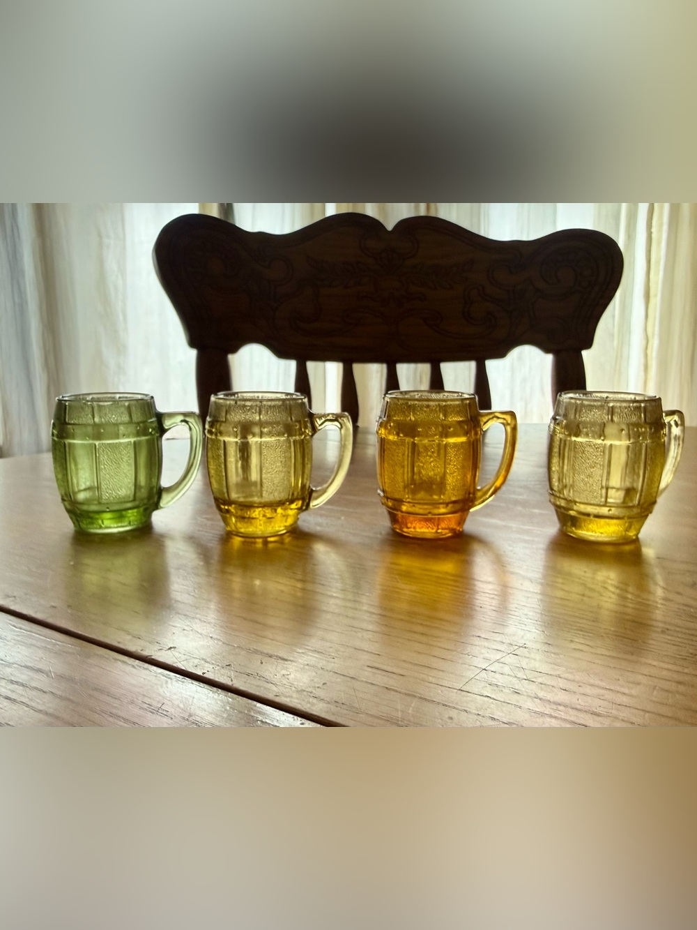 Colored Mini Barrel Glass Mugs - 4-Piece Set